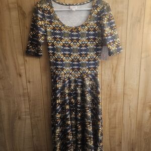 LuLaRoe Multicolor Geometric Midi Dress